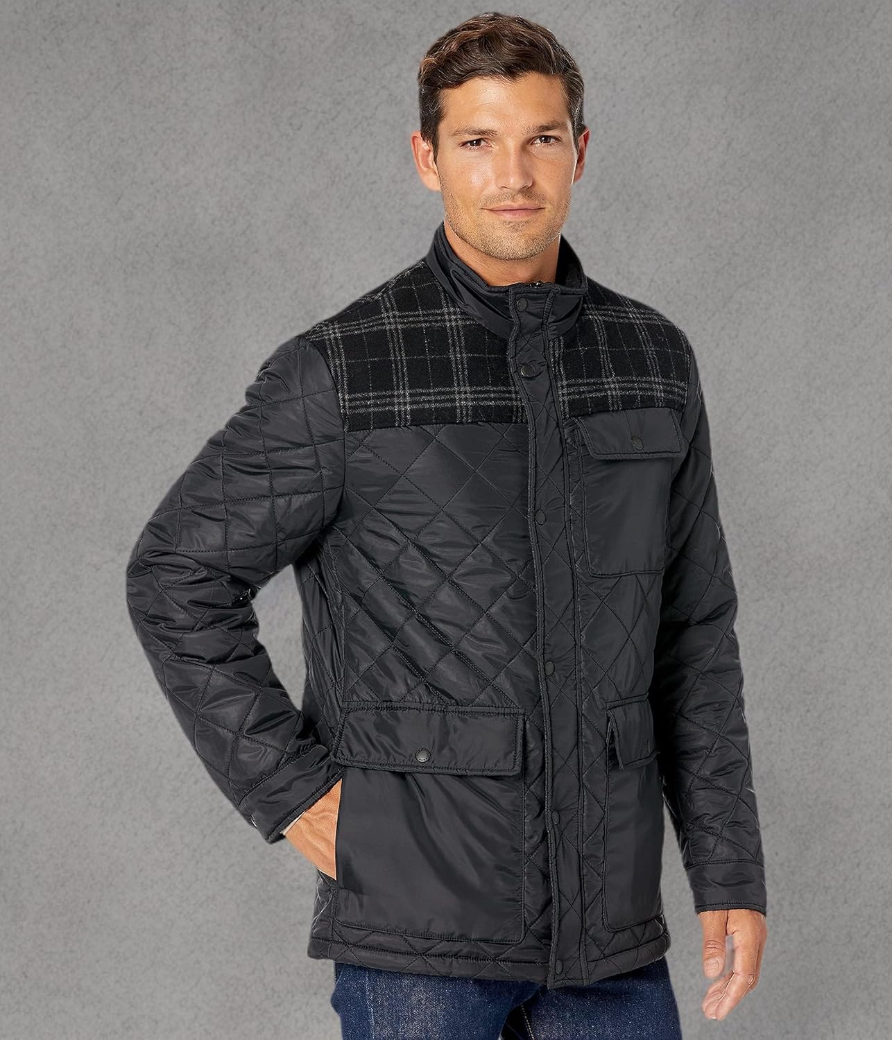 Cole Haan mens 29 1/2" Mix Media Diamond Quilted - Image 2