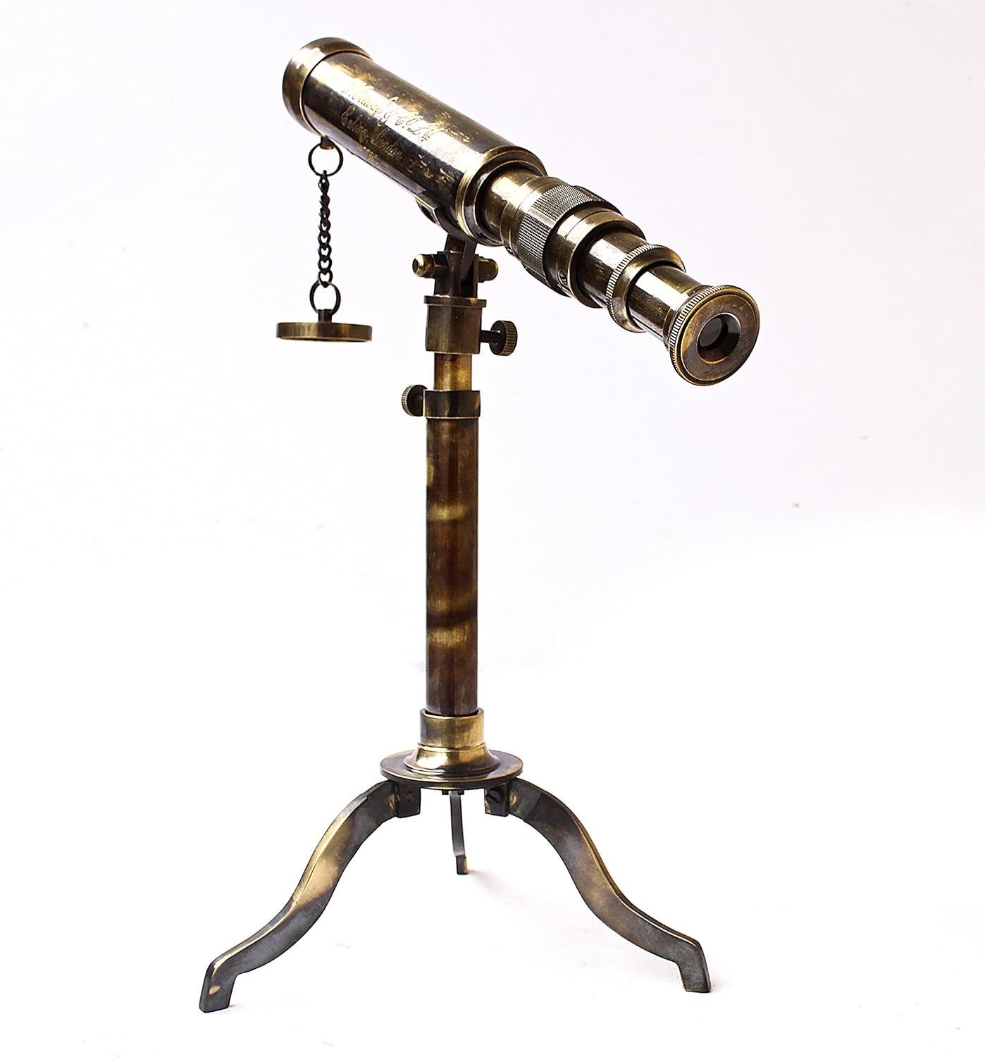 Nautical Telescope W. Ottway London 1915 Vintage Stand Brass Antique Telescope with Brass Extendable Tripod Home & Office Decor