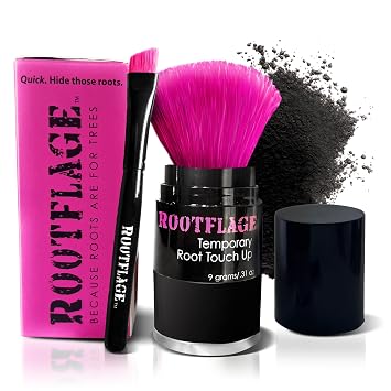 Rootflage Root Touch Up Hair Powder - Temporary Hair Color, Gray Coverage, Root Concealer, Thinning Hair Filler, Dry Shampoo 10 Jet Black
