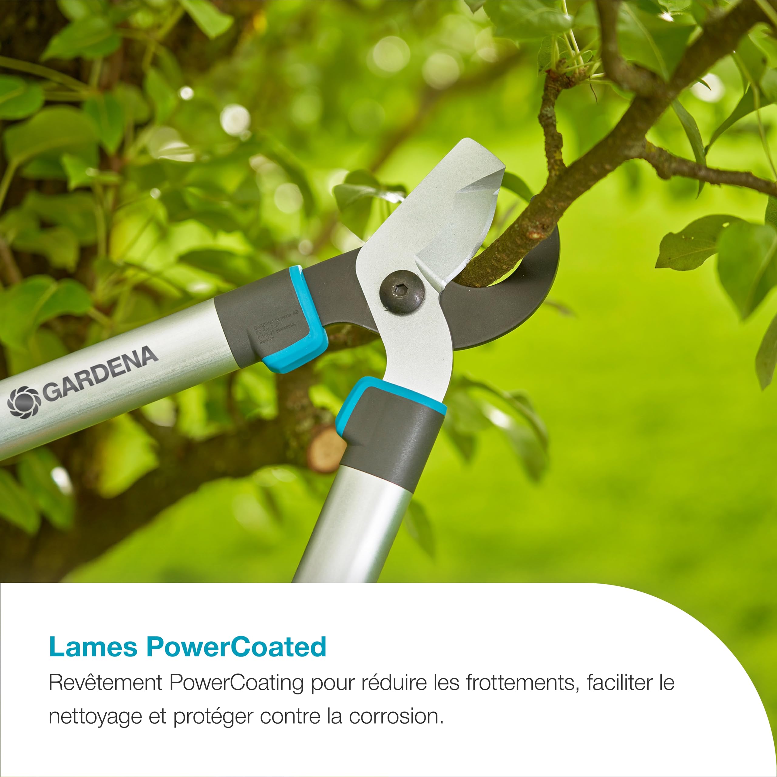 Gardena EasyCut S, sécateur à lame franche pour bois frais jusqu'à 45 mm, lames affûtées avec précision, PowerCoating pour des coupes nettes, design ergonomique, 900 g léger (12030-88)