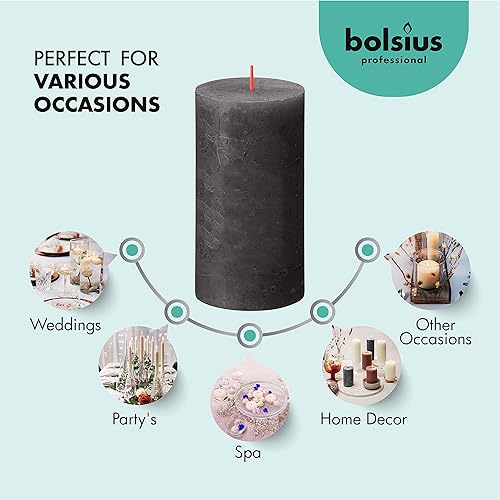 Miniatura 9 de BOLSIUS Paquete de 6 velas rústicas negras (gris tormentoso) de 2.75 x 5 pulgadas, calidad europea premium, incluye cera natural a base de plantas,