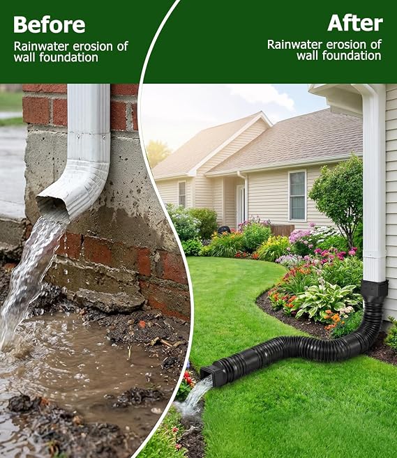 Rain Gutter Downspout Extensions - 2pack Flexible Extender