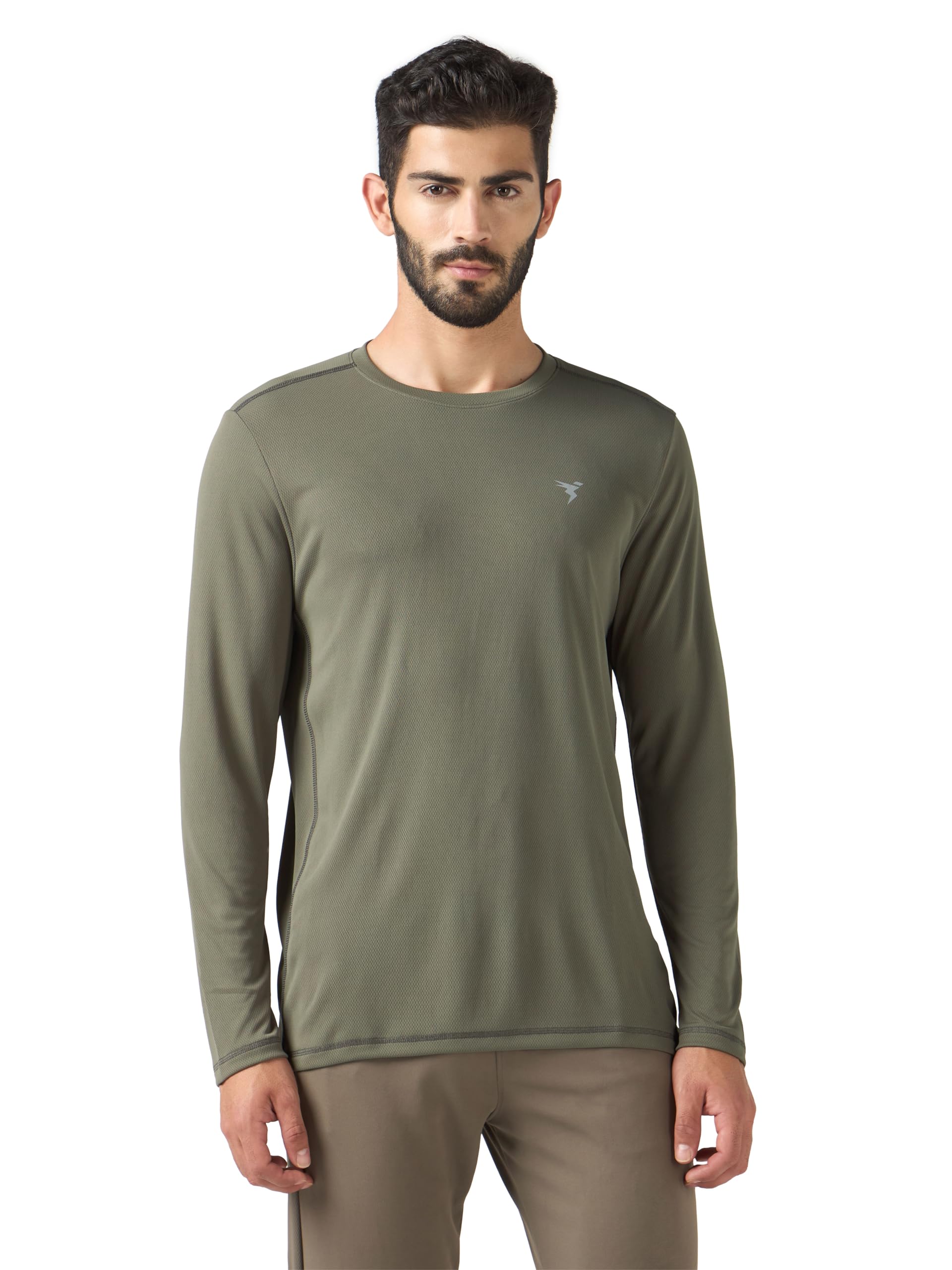 TECHNOSPORT Men Solid Slim Fit Round Neck T Shirt for Men Full Sleeve TECHNOCOOL+ Workout Quick Dry Polyester Gym T Shirt-picture-22