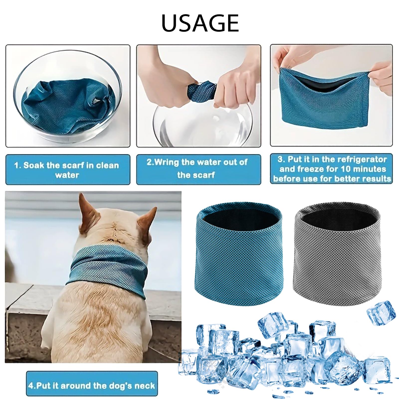 DAVBNM 2 Pack Dog Cooling Bandana, Breathable Dog Cooling Collar, Instant Chill Out Pet Scarf - Image 4