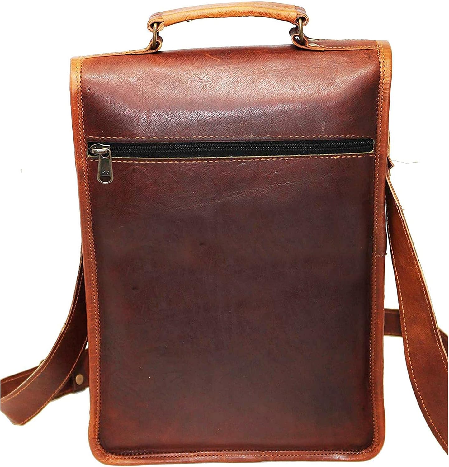 13" leather messenger bag laptop case office briefcase gift for men computer distressed shoulder bag : Electronics
