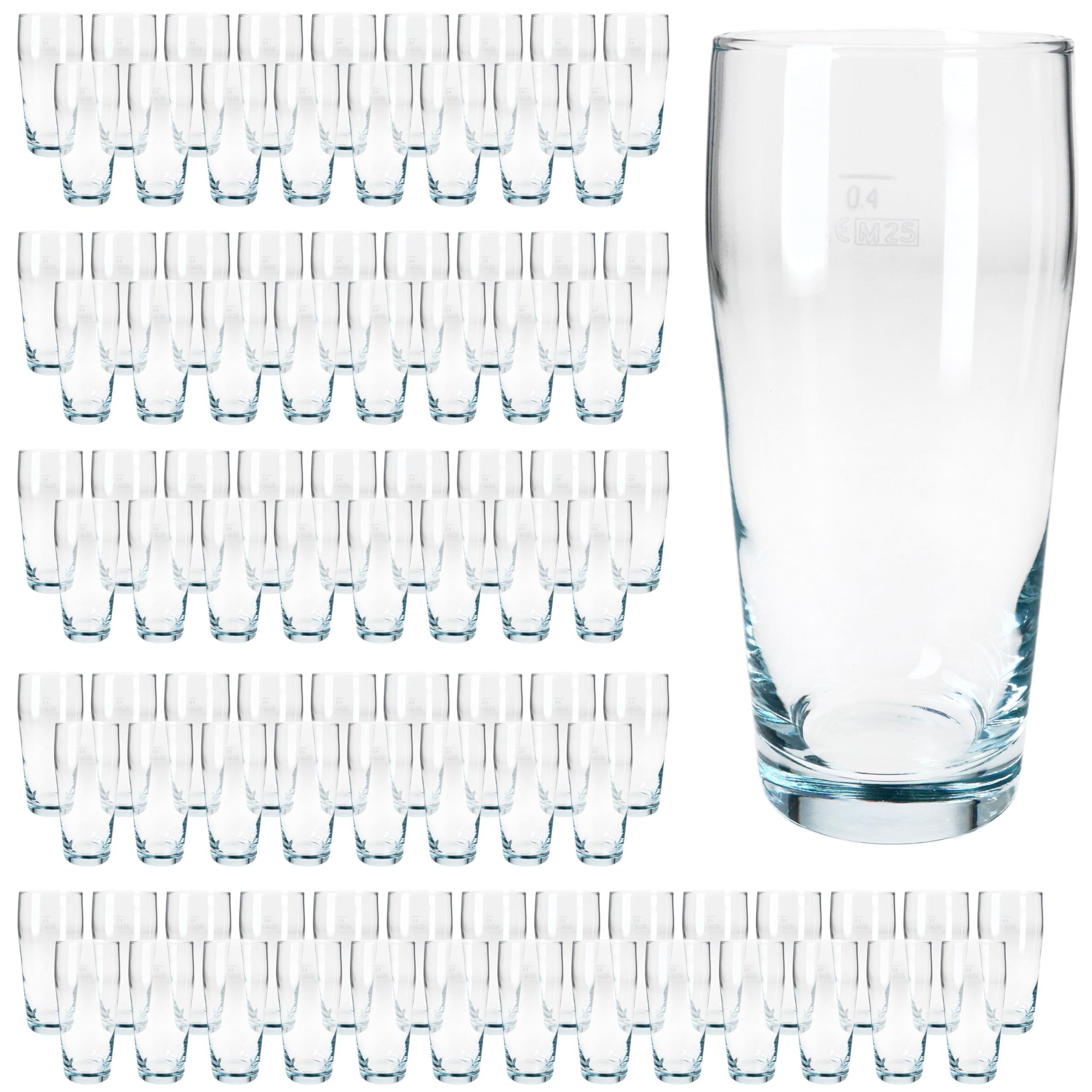 MamboCat 96er Set Willibecher 0,4 L geeicht I Biergläser aus klarem Glas mit Eichstrich I Trinkgläser für Bier, Wasser, Cocktails & Softgetränke ideal für Gastro, Bars & Restaurants