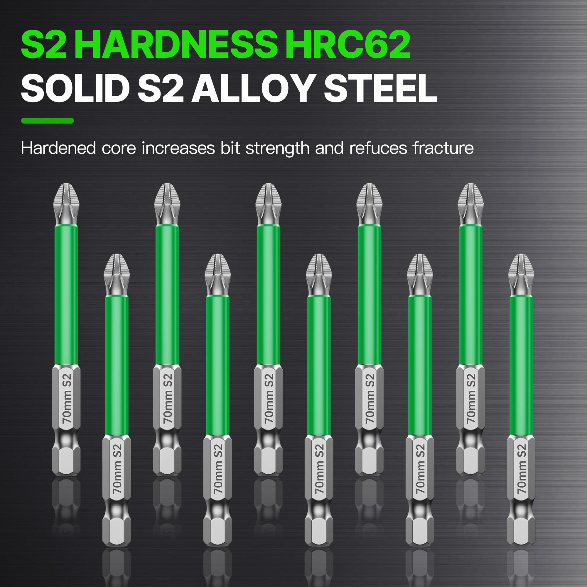 HUHAO 4Pcs Magnetic Screwdriver Bit Set,S2 Alloy Steel Anti-Slip Drill Bit,1/4 Inch Hex Shank,Magnetic Impact Driver Bit Torque Screwdriver Waterproof Impact Batch Head for Electric Hand Tool