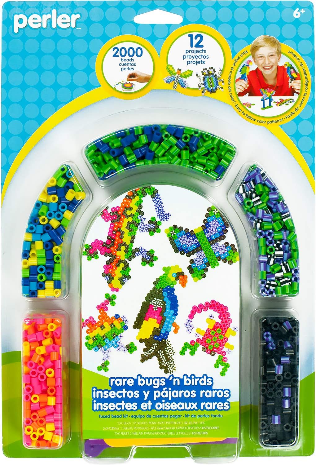 Perler Beads Rare Bugs and Birds Jungle Animal Craft Activity Kit, 2005 pcs