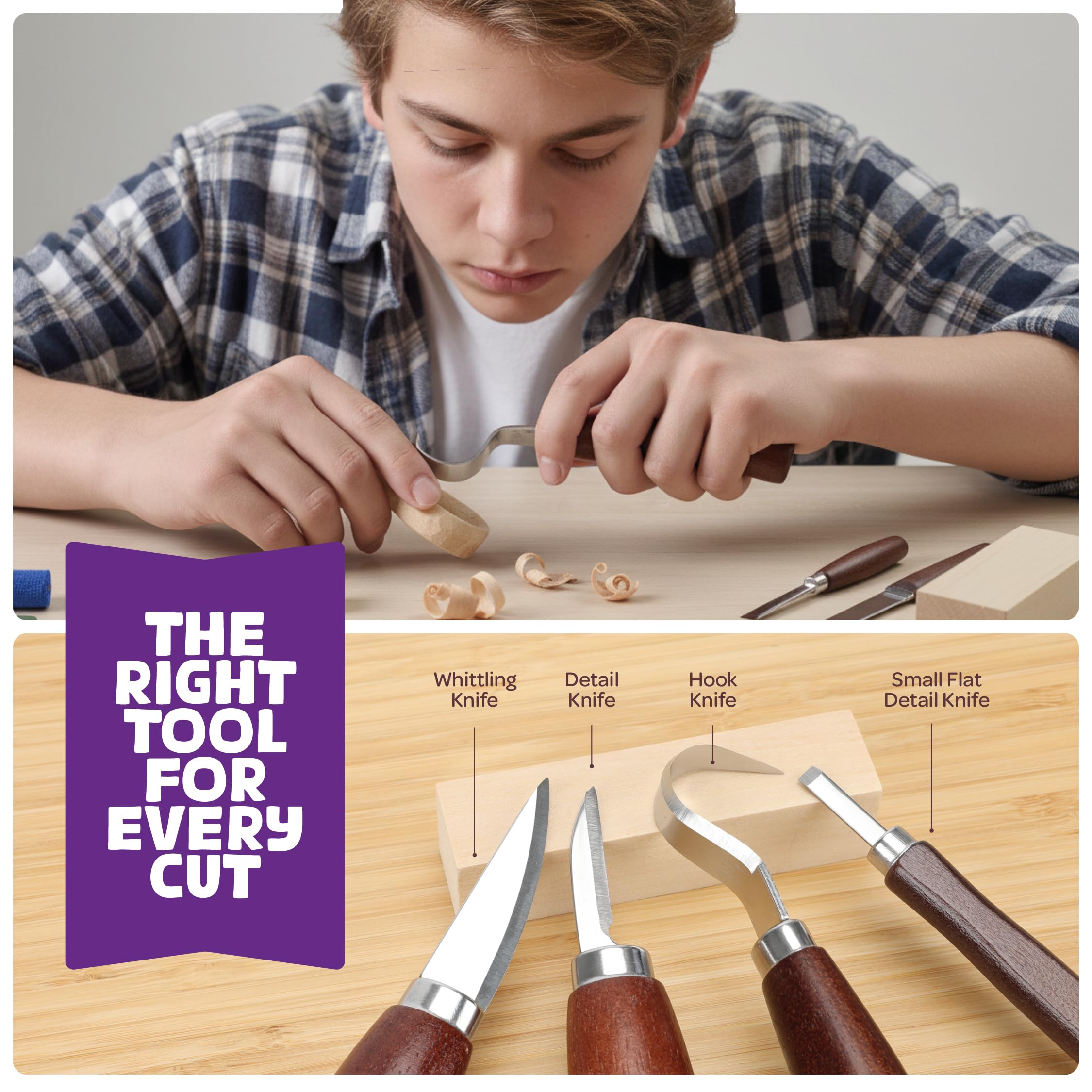 Wood Whittling Kit - Learn to Carve! -6