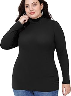 Plus Size Mock Turtleneck Tops for Women Long Sleeve Mock Neck Shirt Lig...