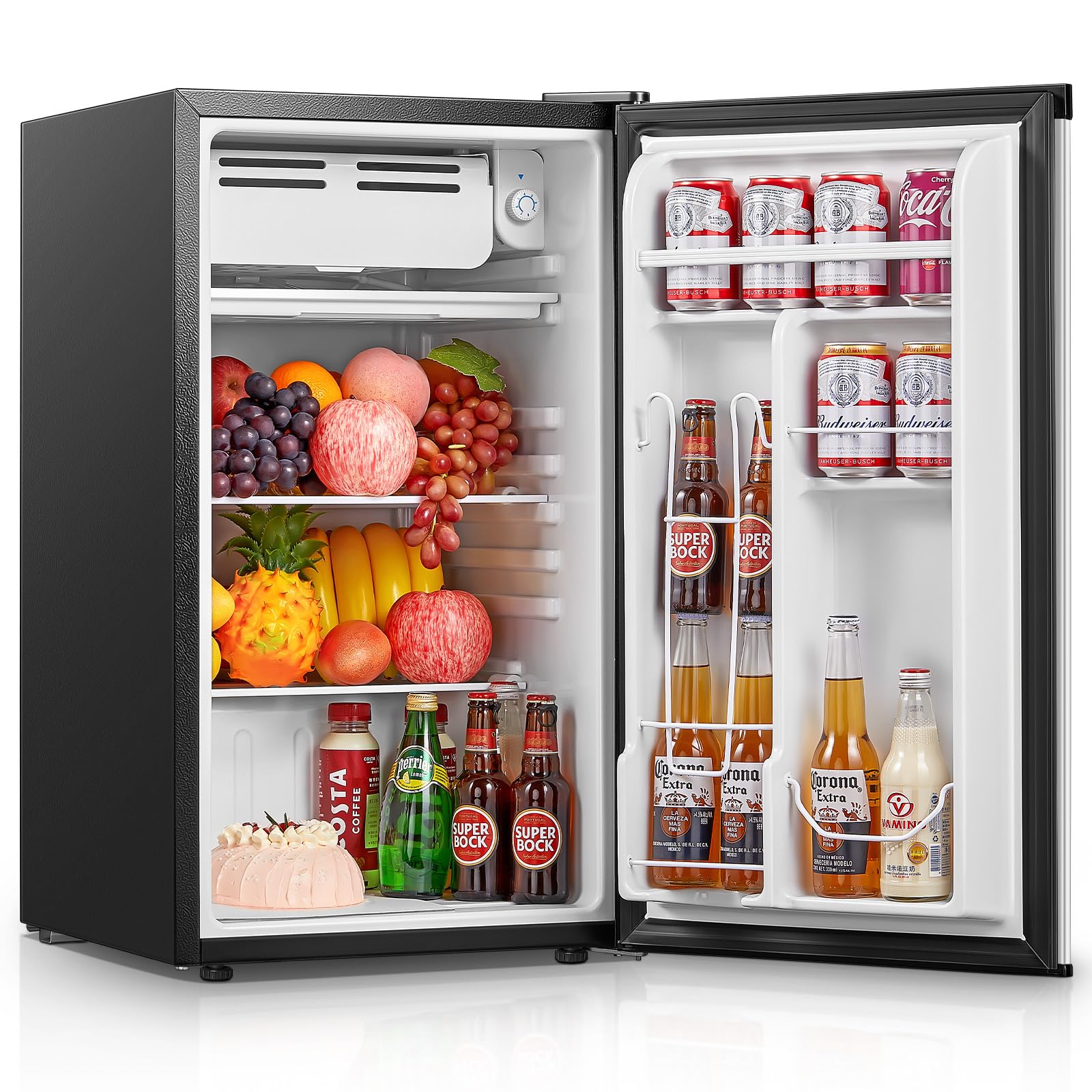 FOHERE 3.2 Cu.ft Compact Fridge 3.2 cu ft Compact Freezer Silver