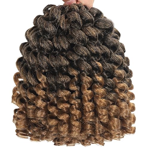 Miniatura 2 de 3 paquetes de 2 extensiones de cabello sintético de ganchillo rizado jamaicano rebote de 8 pulgadas, 20 raíces (8 pulgadas (paquete de 5 unidades,
