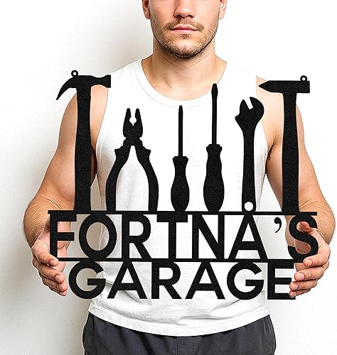 Miniatura 44 de Letrero de Metal Personalizado para Taller de Garaje Arte de Pared con Nombre de Herramienta Personalizado para Decoración de Taller Mecánico de