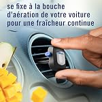 Désodorisant d'air Febreze pour voiture, clip de ventilation automobile anti-odeur, parfum Mango Splash, 4 unités