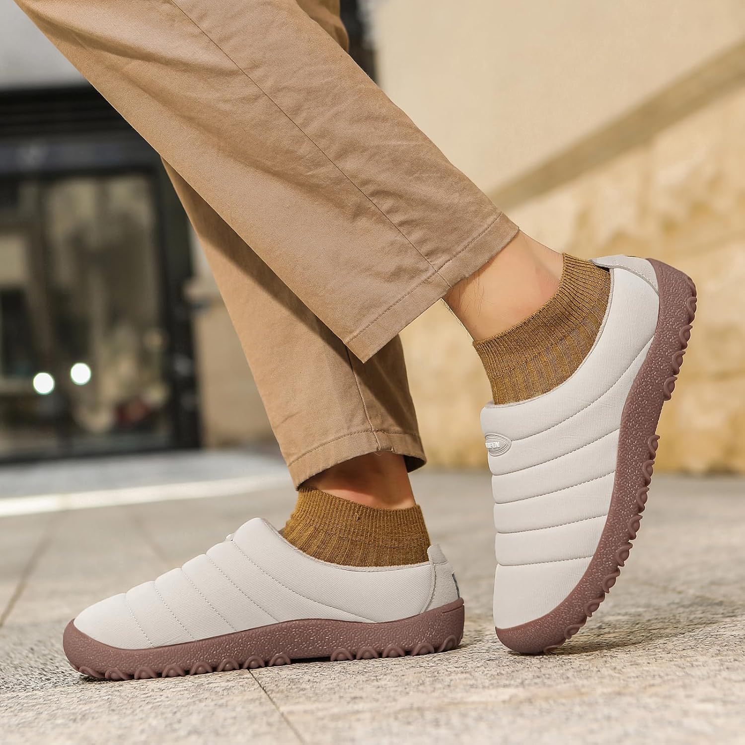 UBFEN Mens Womens Winter Warm Slippers with Fuzzy Plush Lining Slip on House Shoes Indoor Outdoor Anti-Skid Rubber Sole - Image 6