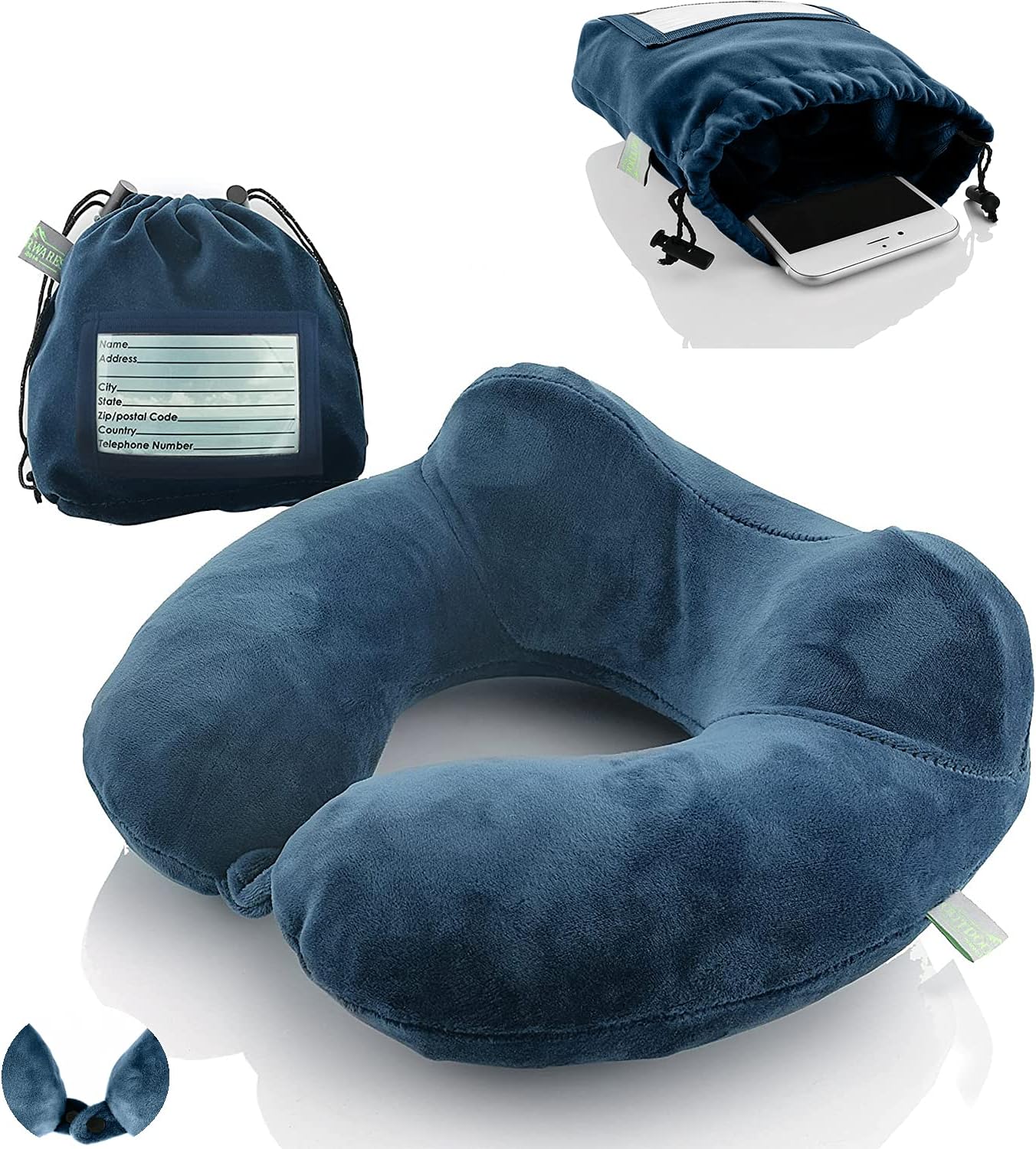 Inflatable Travel Neck Pillow: Extra-Soft, Cushion. for