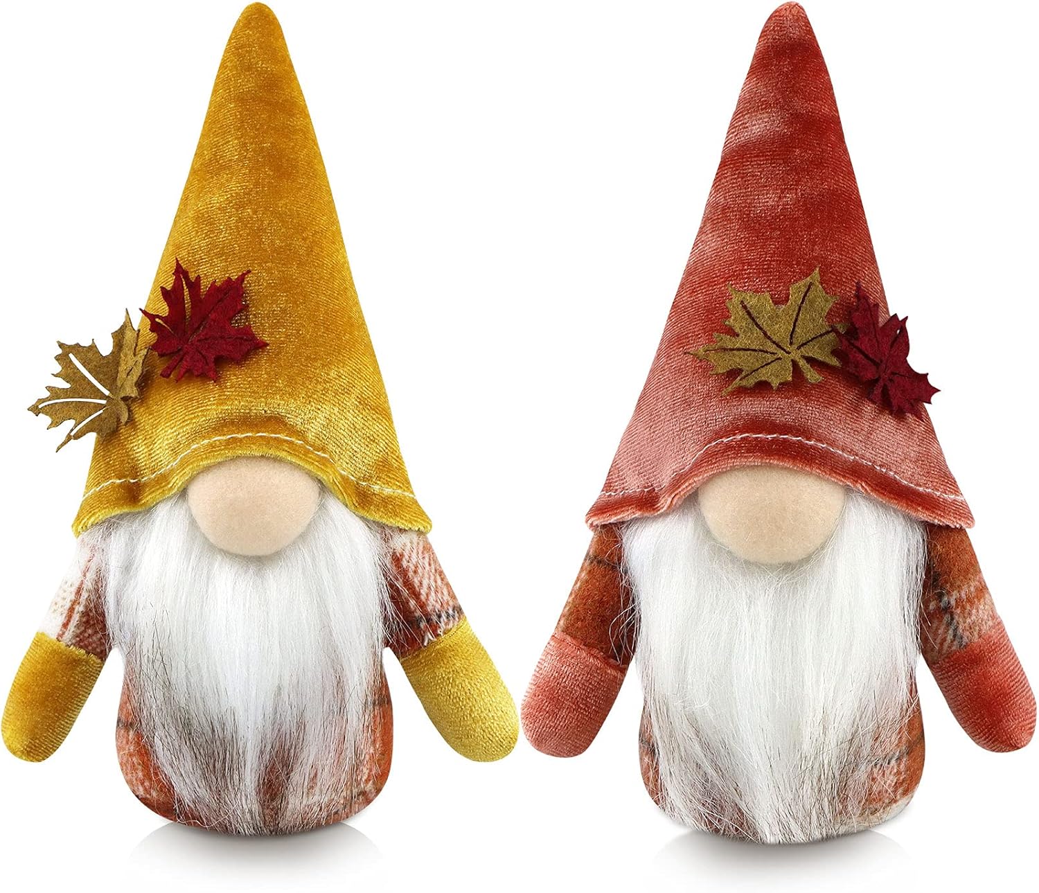 Gehydy Set of 2 Autumn Gonk Plush Decorations Handmade Gnome Maple leaf Home Ornaments Christmas Holiday Party Figurines