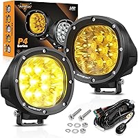 Auxbeam P4 4 Inch 90W Amber LED Fog Lights 9000LM Spot Beam Pods - Offroad Ditch Lights for Jeep Wrangler Trucks SUVs ATVs 2-Pack