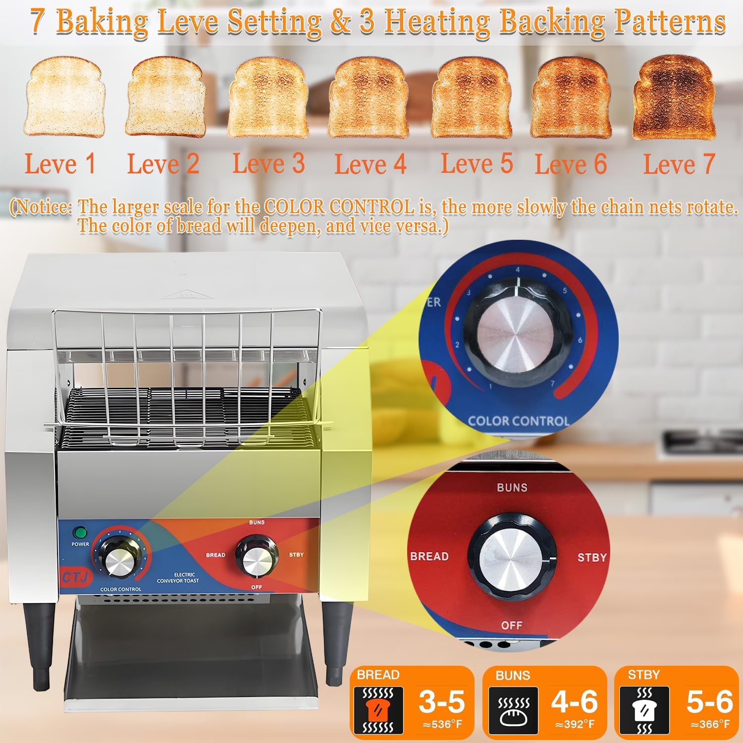 CTJ Commercial Toaster - 300 Slices/Hour Electric Conveyor Belt Toaster Heavy Duty Stainless Steel Toast Oven for Croissants Bun Bagel Bread, Restaurant Bakery Buffet