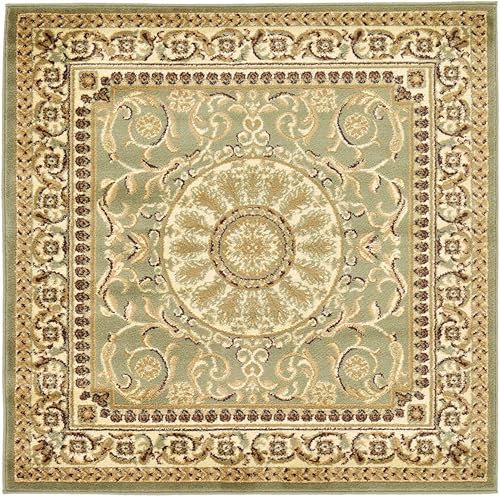 Unique Loom - Alfombra clásica tradicional, colección Versalles, Polipropileno, Verde claro