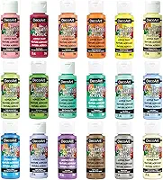 DecoArt Crafter's Conjunto de tintas pastéis acrílicas, 18 (59 ml/59 ml) cores sortidas de acabamento fosco, tinta acrílica DIY para artes e artesanato, 36 ml (pacote com 1)
