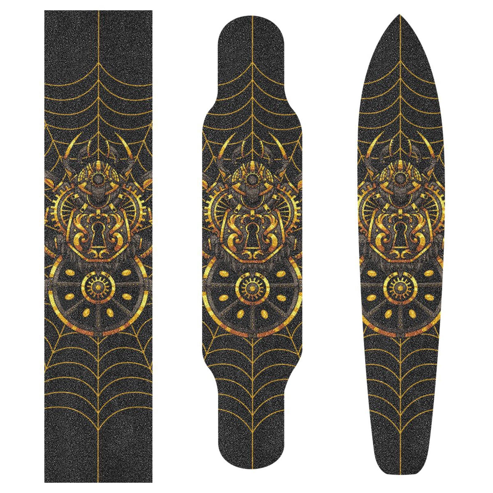 Crâne Toile D'Araignée Noir Grip Skateboard - Bande Antidérapante Auto-adhésive 84x23cm Sans Bulles