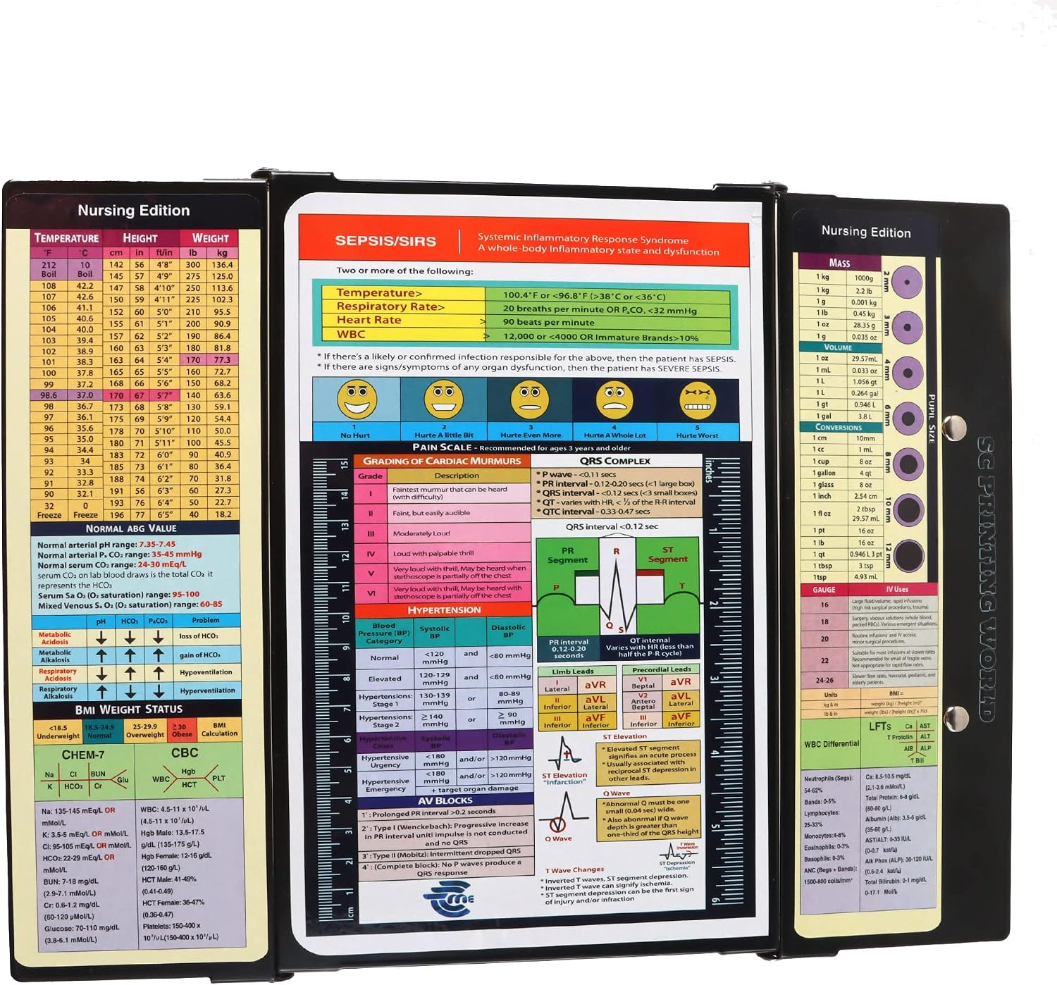 Nursing Clipboard with Medical Edition Cheat Sheets 3 Layers Nurse Clip Boards Notepad for Students, Nurses and Doctors