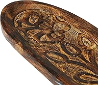 Vista 8 de Creative Co-Op Boho decorativo madera tallada diseño floral, bandeja natural