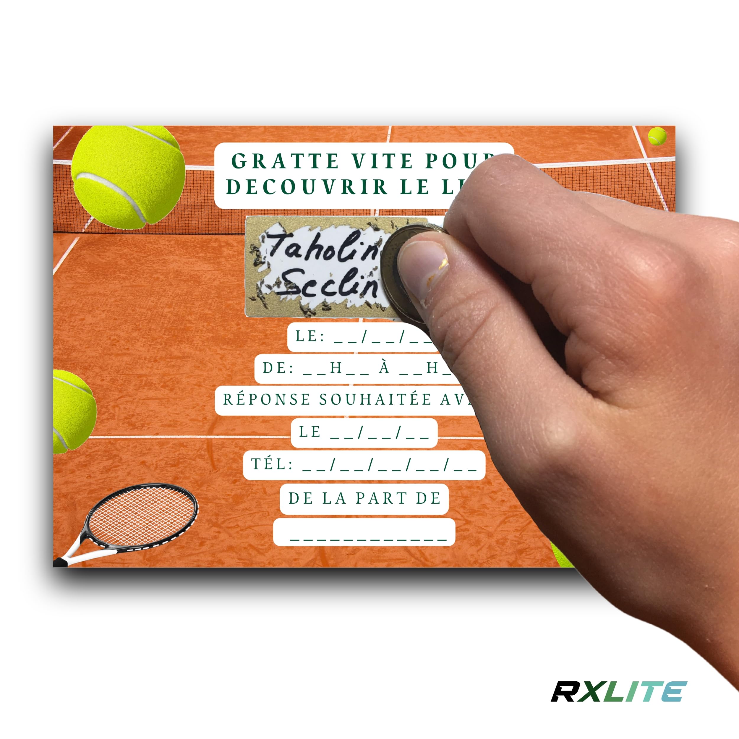 Kit Invitations Enfant Tennis Invitations Anniversaire à Gratter Thème Tennis RXLITE - Lot De 10 Cartes Avec Enveloppes Et Autocollants Cadeau Anniversaire Ludique