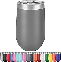 Vista 10 de Vaso de vino grande de 16 onzas, aislado al vacío, acero inoxidable con tapa, vasos de vino aislados con tapas, copas de vino sin tallo (negro)