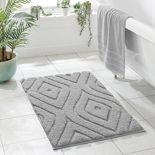 Miniatura 2 de DEXDE Alfombra de baño pequeña, antideslizante, geométrica, de lujo, suave, lavable, para baño, ducha, cocina, entrada, decoración moderna, 17 x 20