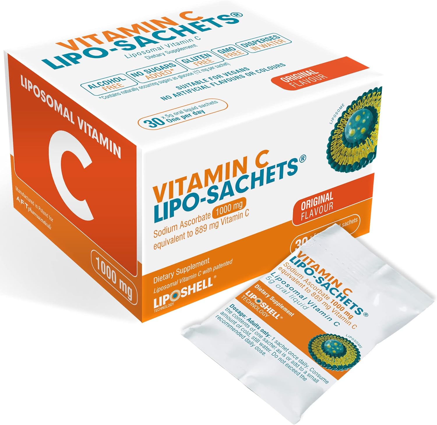 LipoSachets Liposomal Vitamin C 1,000mg Per Serving for Immune and