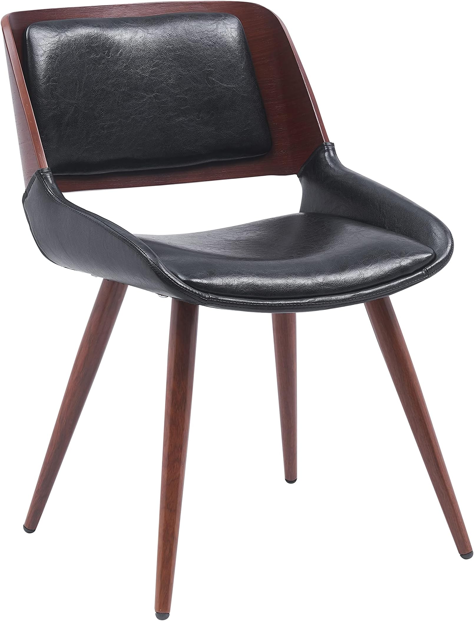 Porthos Home Basil Mid-Century Dining Chair, Water and Stain Resistant Faux Leather Upholstery, Metal Legs with Wood Finish