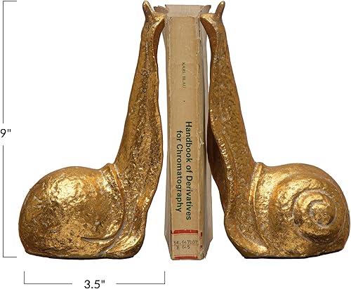 Miniatura 5 de Creative Co-Op Sujetalibros decorativos de metal fundido envejecido, dorado, juego de 2