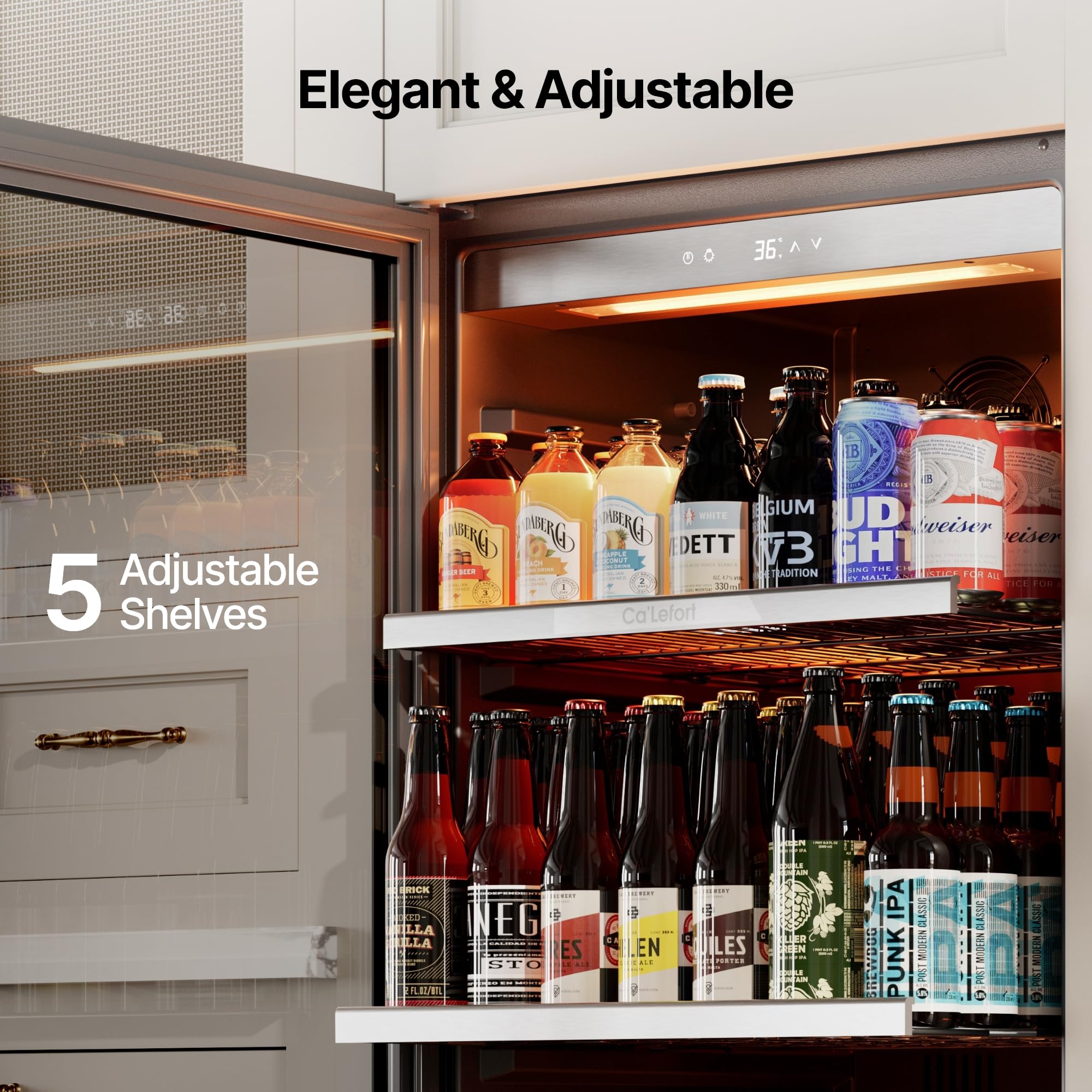 Ca'Lefort Beverage-Refrigerator 24 Inch, Tall Beverage Fridge Cellars Large Bar Drink Cabinet Built-in or Freestanding with Glass Door, Beer Cooler for Bottles and Cans Beer/Soda/Water/Wine on Fridge.com