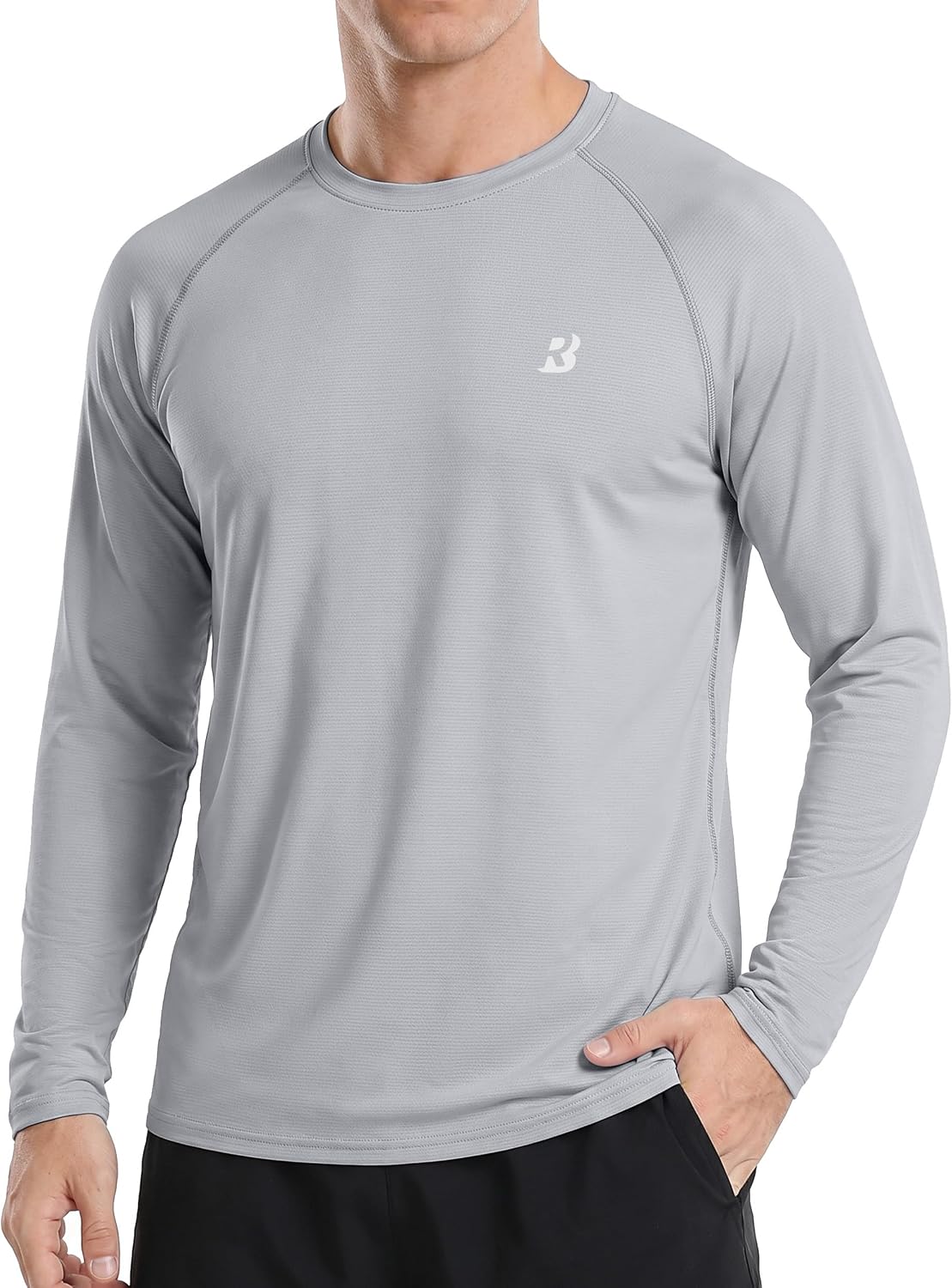Roadbox Men's UPF 50+ Long Sleeve Rash Guard, Lightweight Quick Dry UV Sun Protection Swim Shirt for Fishing Workout Running