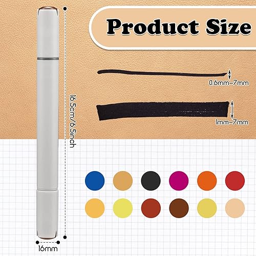 Miniatura 2 de Teling Paquete de 12 rotuladores de cuero de doble punta para reparación de arañazos, superficie de zapato, 12 colores