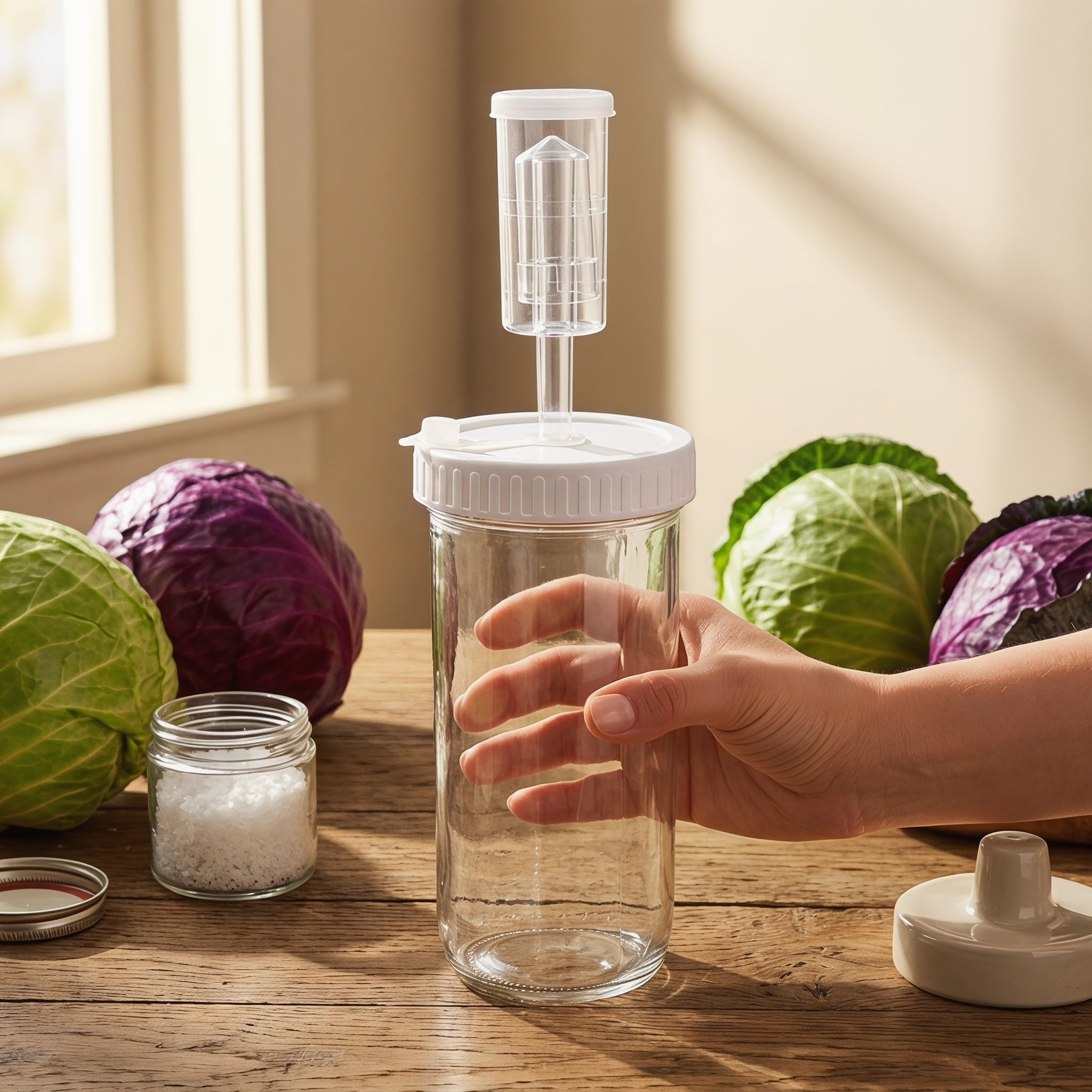OUNONA 2 frascos de Vidrio para encurtidos con Tapa hermética y Cierre de Aire - Frasco de fermentación de Boca Ancha de 710 ml - para fermentar Verduras en la Cocina y Preparar chucrut casero de