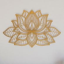 Colorfull Worlds Mandala Metal Wall Decor, Lotus Flower Meditation Room Decor, Minimalist Zen Garden Bohemian Gift for New Year (26.3" x 17" | 67 x 43 cm, Gold)