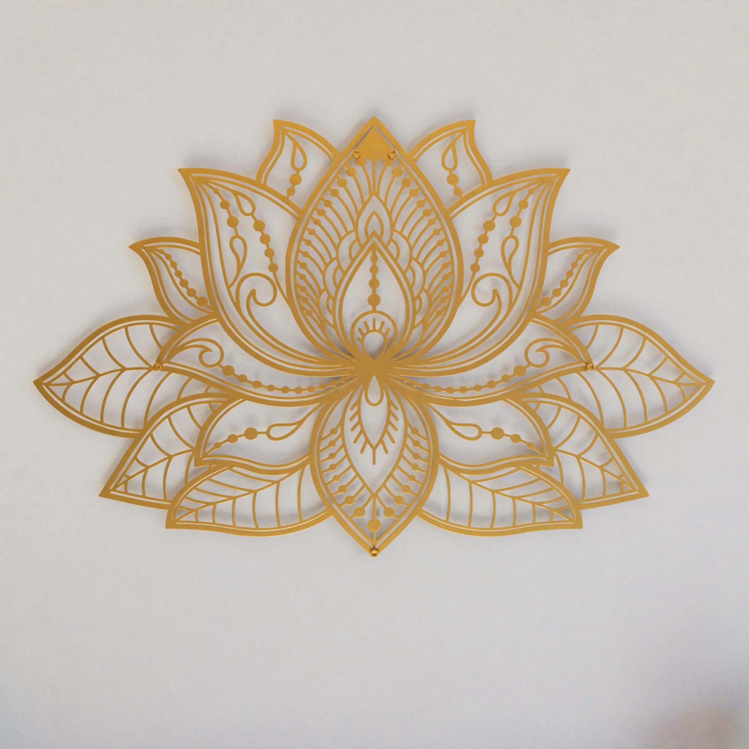 iwa concept 3D Mandala Metal Wall Decor | Lotus Flower Decoration for Homes | Bedroom Metal Wall Art | Office Decor | Living Room Decor | New Year Gift | (36" x 23" | 91 x 59 cm, Gold)