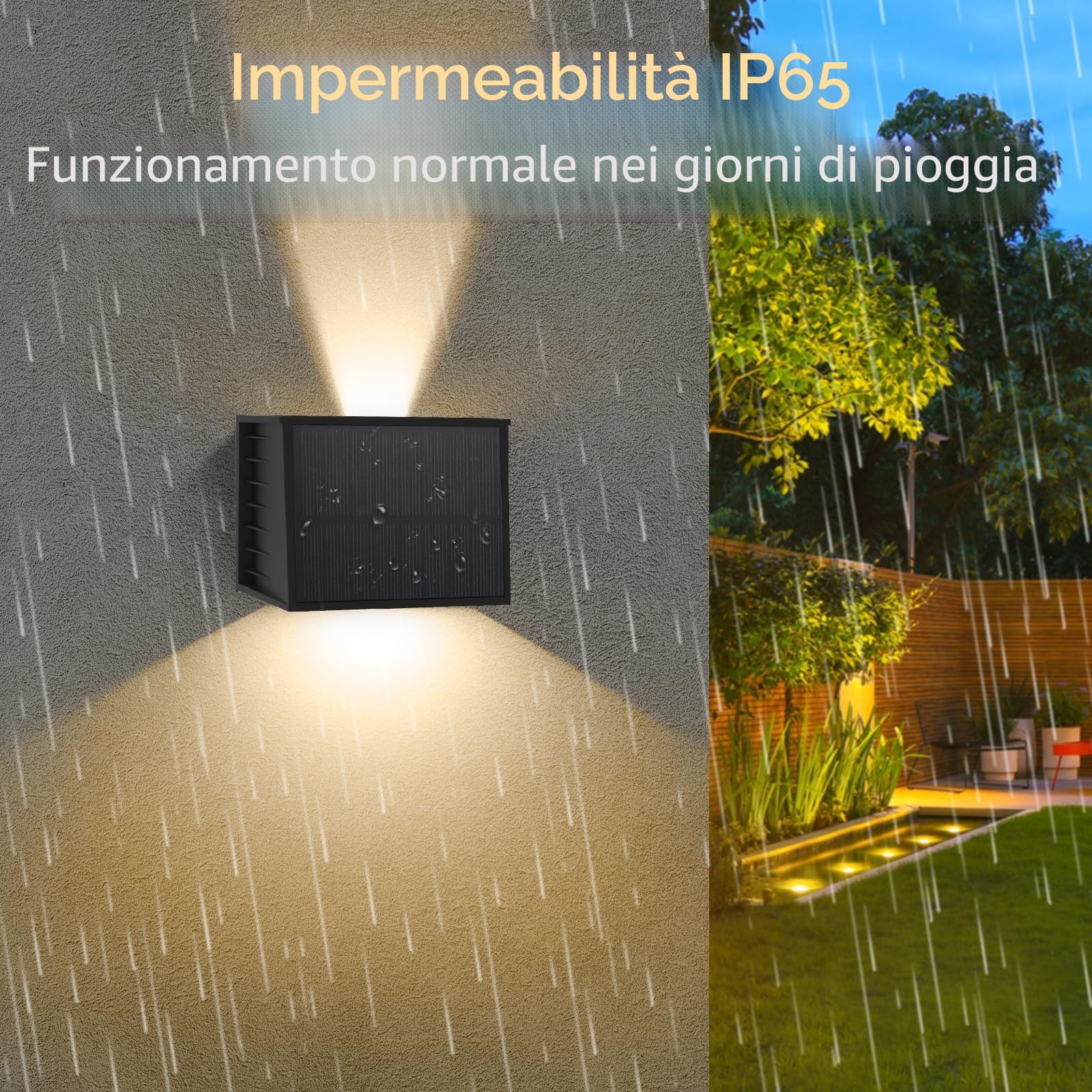 T-SUN 4 Pezzi Lampada da Parete Solare, Lampade Solari Regolabile, 3000K Luce Solare, IP65 Impermeabile, LED Lampada da Parete Esterna per Recinzione da Giardino a Parete