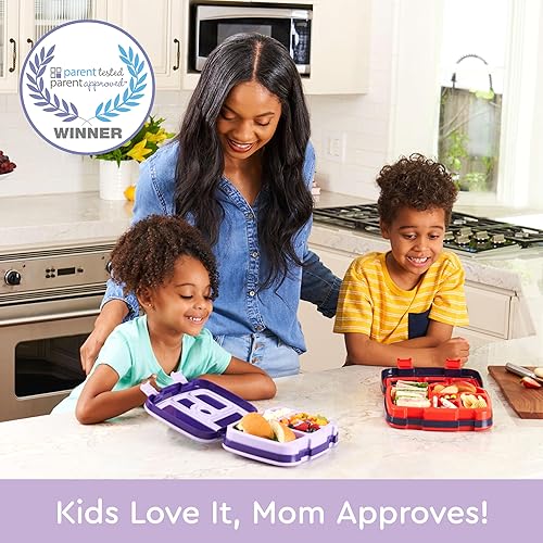 Miniatura 2 de Bentgo Kids Prints, Lonchera infantil a prueba de fugas, 5 compartimentos, estilo bento, tamaño de porción ideal para edades de 3 a 7 años, libre de