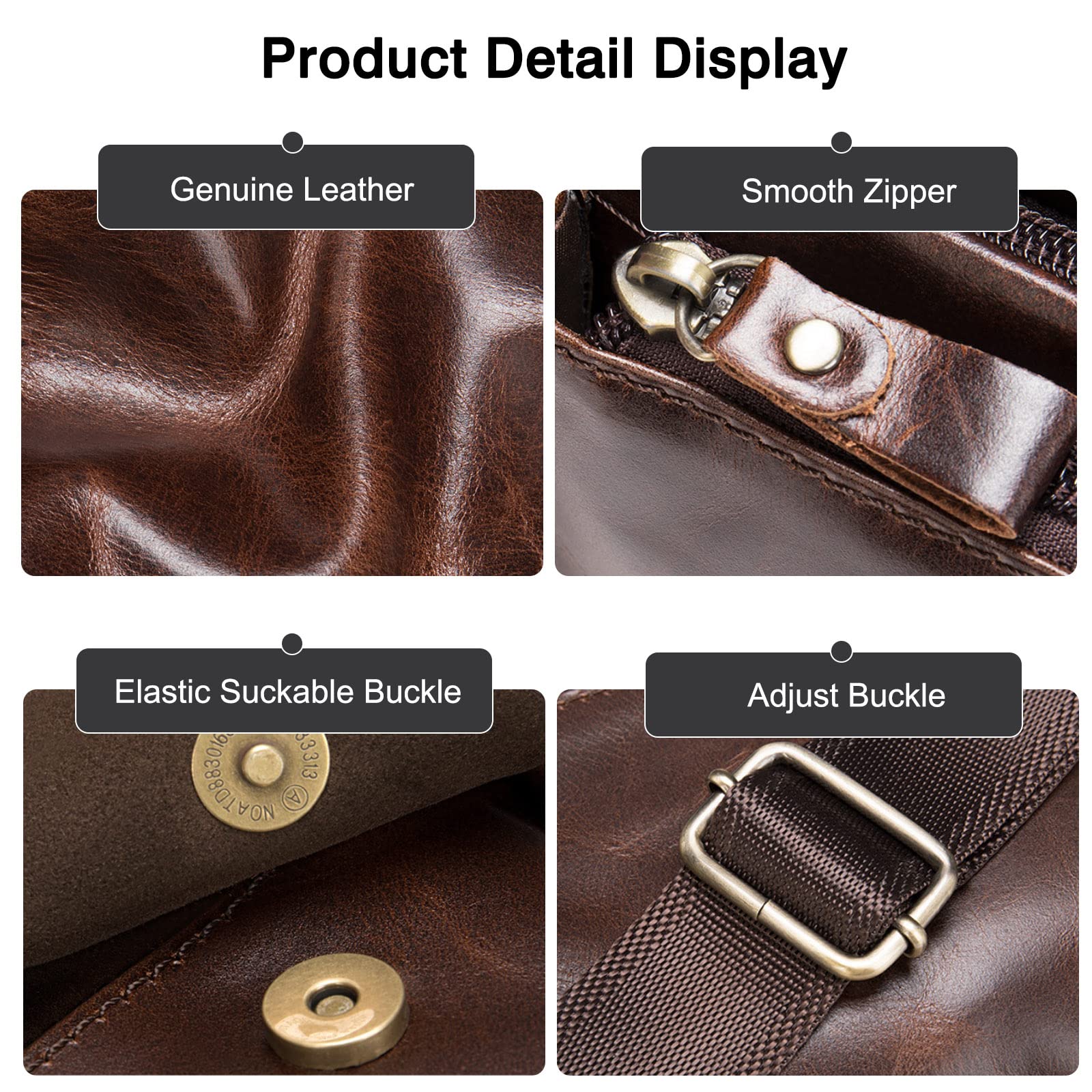 FANDARE Rétro Sac Banane Cuir à la Taille Ceinture de Course Bandoulière pour Sports Travers Voyage Cyclisme Moto Imperméable Marron D