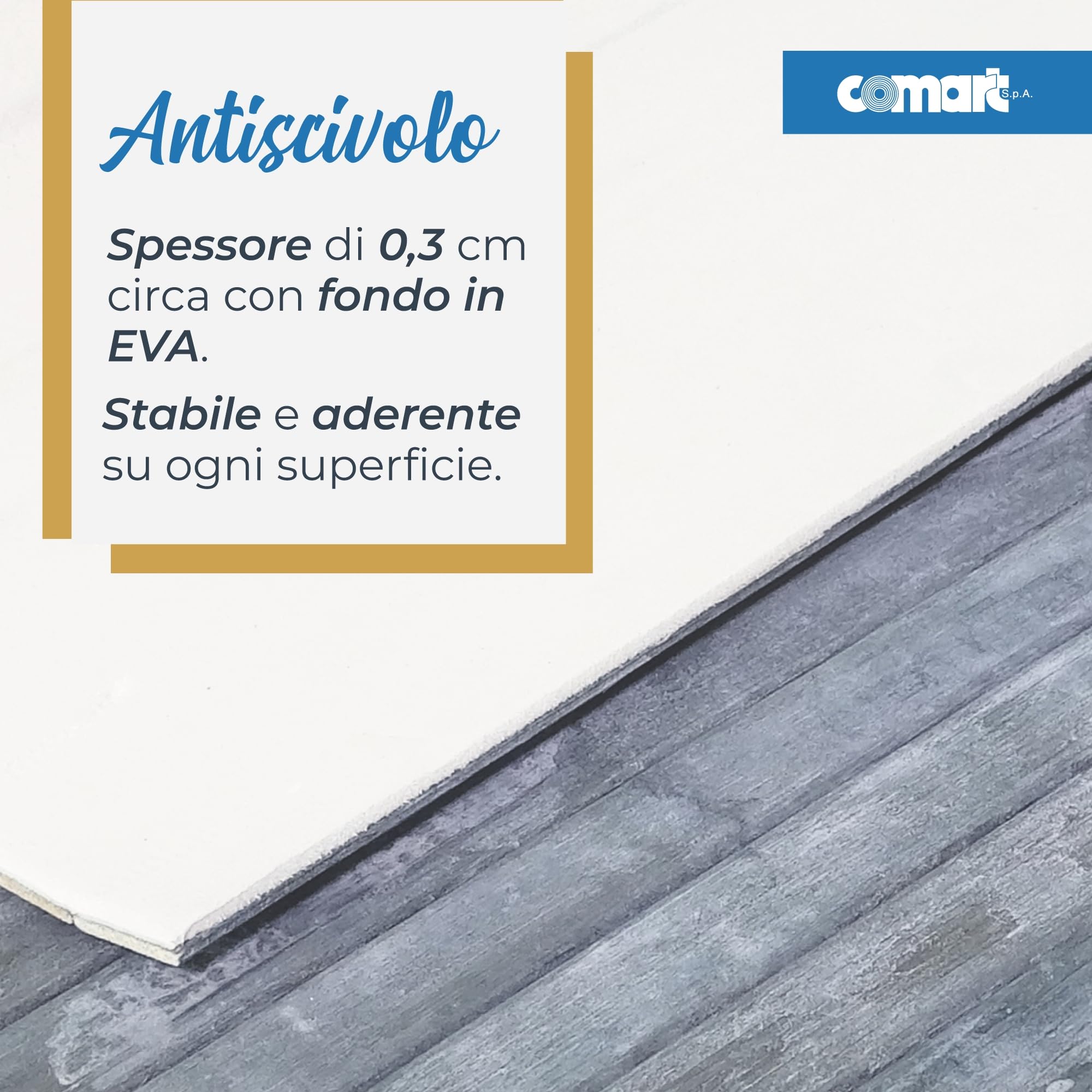 Comart - Tappeto Cucina Bamboo - 50x180 cm - Fondo Antiscivolo - Lavabile - Bambù Naturale Trattato - Resistente agli Schizzi - Passatoia Multiuso - Effetto Legno Opaco - Sbiancato - Washed Grigio