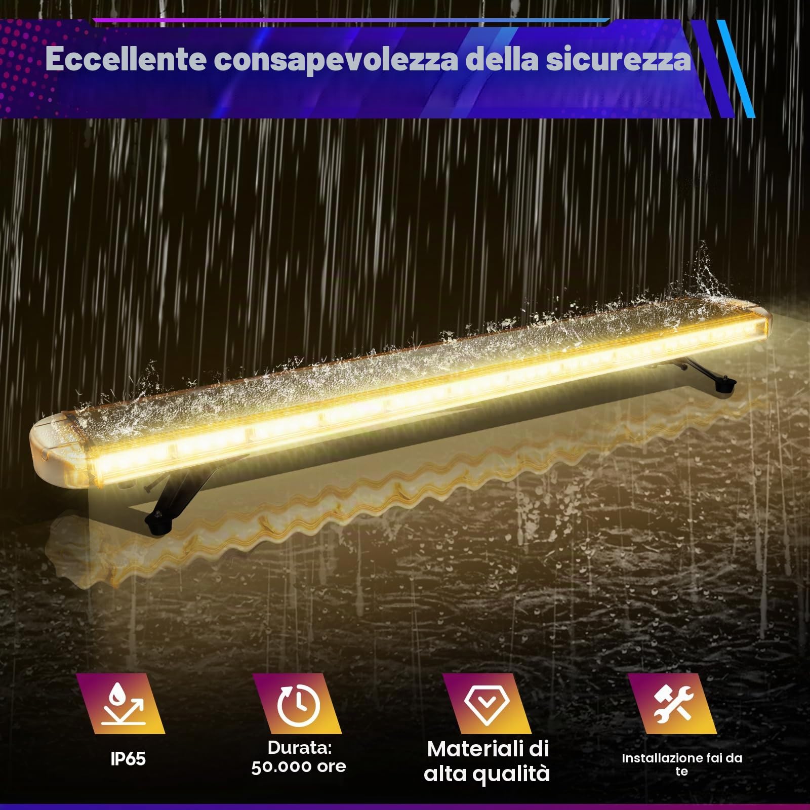 Rampa Girofaro LED Barra Luminosa Stroboscopica Lampada Di Avviso Di Guasto Dell'Automobile Barra Luminosa Di Avviso Con Regolatore 16 Modalità, per Auto 12V/24V