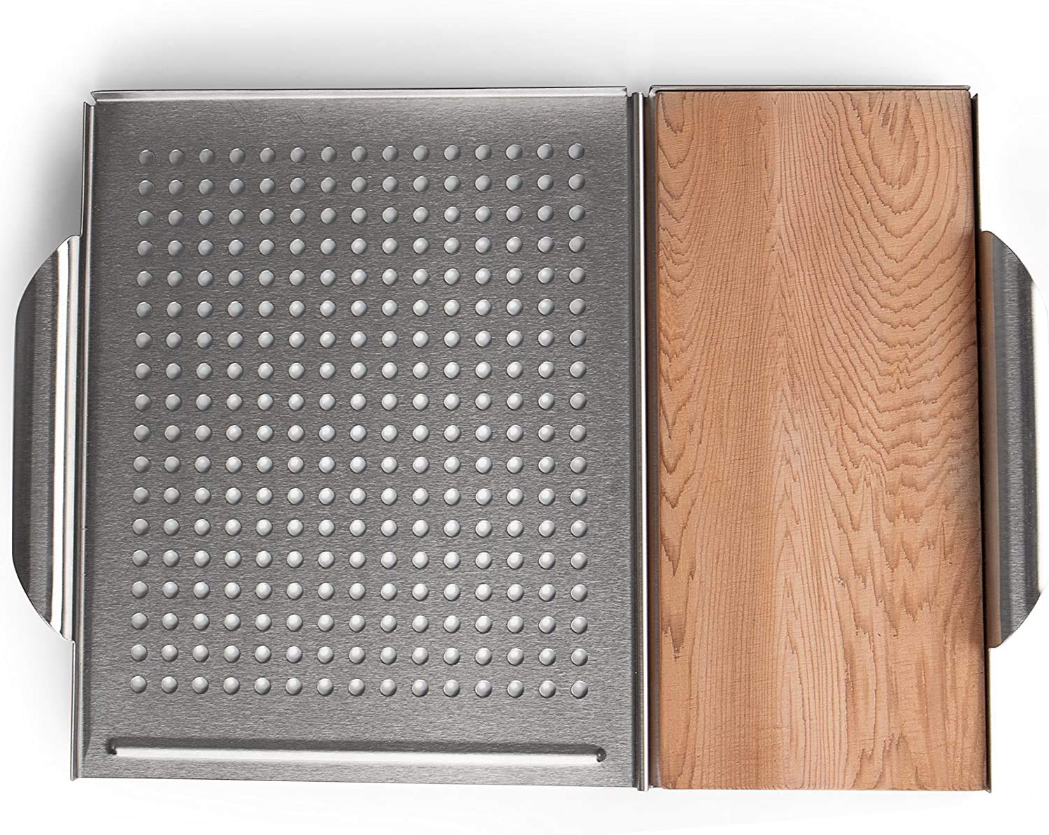 Rustler Plancha de Acero Inoxidable para Parrilla - Plancha de Cedro para Parrilla - para Asar Pescado, Carne o Verduras - 45 x 30.5 x 3 cm