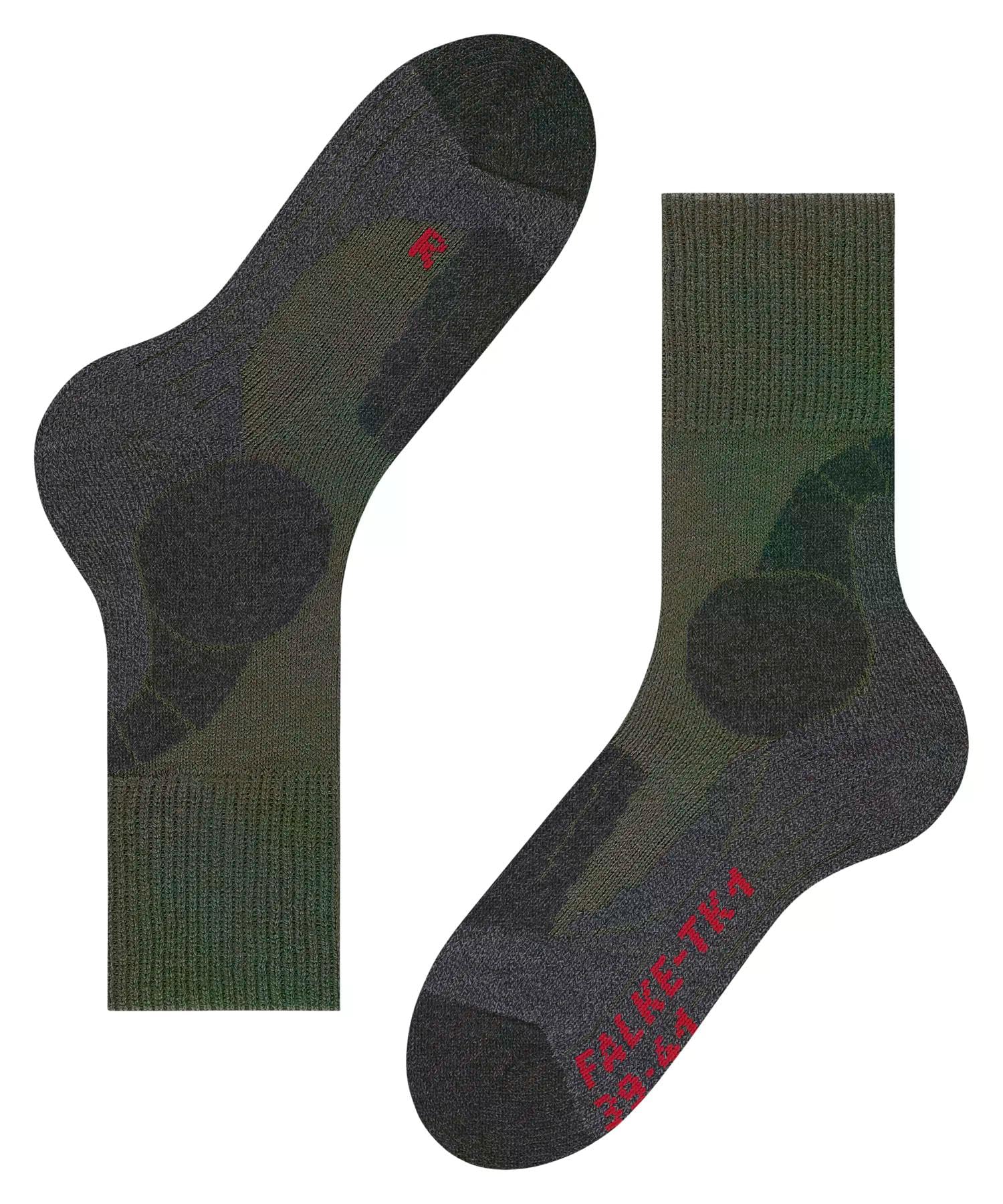 FALKE hombre TK1 calcetines para senderismo amortiguación fuerte máxima protección anti ampollas transpirable secado rápido regulación del clima antiolores lana hilo funcional 1 par