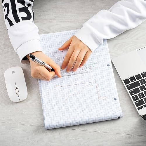 Vista 6 de Mr. Pen- Graph Paper, 8.5"x11", 55 Sheets, 4x4 (4 Squares Per Inch), 3-Hole Punched, Math Graph Paper Pad, Computation Pads Blanco perforado de 3