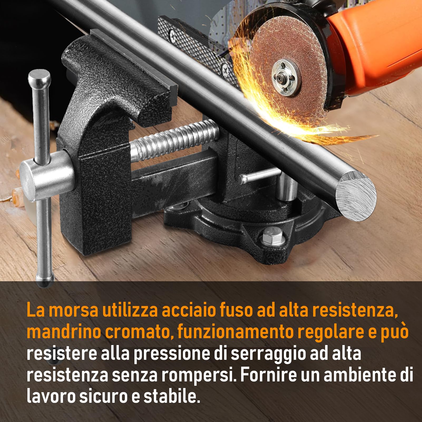 Morsa da Banco, 110 mm Morsa da Banco Professionale 270°, 2 in 1 Multiuso ad Alte Prestazioni Morsetto con Ganasce Morbide Multifunzionali, per Banchi da Lavoro