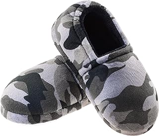Boys House Slippers with Cozy Memory Foam Slip On Camo House Shoes, Breathable Indoor Outdoor Warm Winter Home Slippers for Little Big Kids